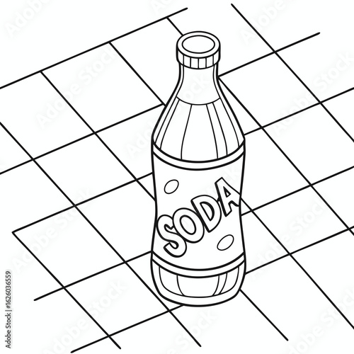 Illustration of a soda bottle with the word soda on the label isolated on white background