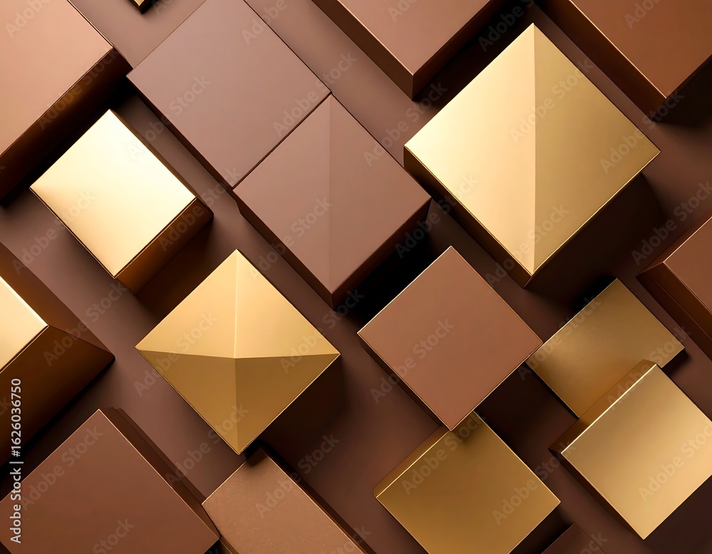Geometric shapes in brown and gold Geometric shapes in brown and gold