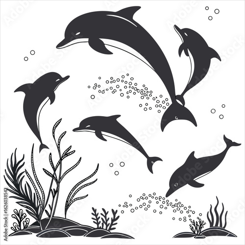  Dolphin vector. Dolphin cartoon sea animal icon. Bottlenose Dolphin. Dolphin peeking out of water. Dolphin Isolated. Dolphin jump out of the water in sea. Dolphins Jumping From The Sea. 