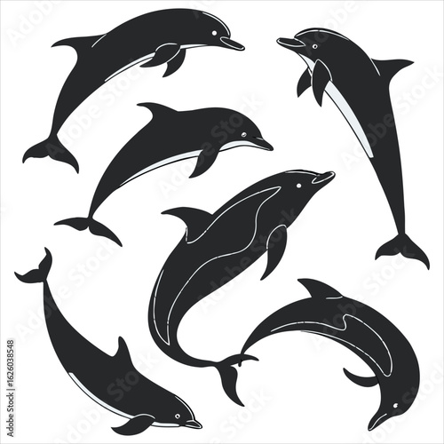  Dolphin vector. Dolphin cartoon sea animal icon. Bottlenose Dolphin. Dolphin peeking out of water. Dolphin Isolated. Dolphin jump out of the water in sea. Dolphins Jumping From The Sea. 