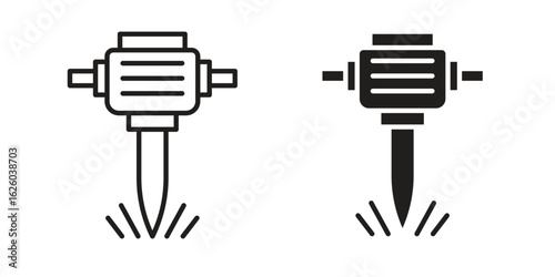 Hydraulic breaker icon sign symbol and flat style for app, web and digital design.