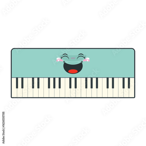 electric keyboard laughing face cartoon cute