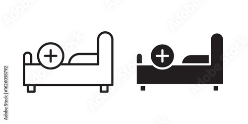 Hospital bed icon sign symbol and flat style for app, web and digital design.