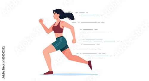 Woman running vector illustration for fitness workout exercise and sport design