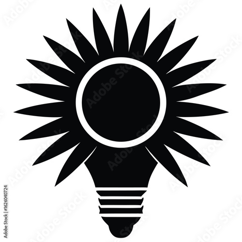 Black sunflower light bulb symbol illumination
