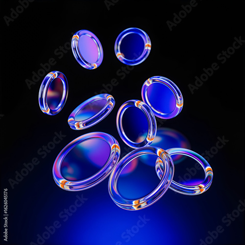Futuristic casino chips and coins neon icon