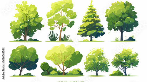 Variety of trees: A collection of diverse trees, each with its unique shape and form, offers a visual exploration of natural elements. They demonstrate the harmony and vitality of the nature. 