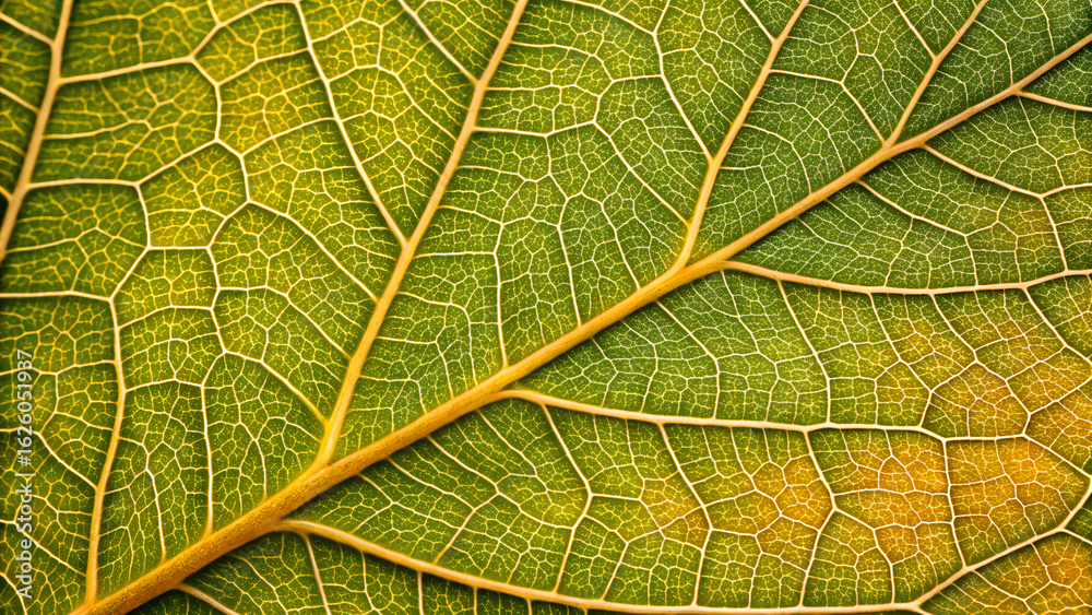 Fototapeta premium Cottonwood leaf macro patterns and veins as texture