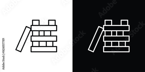 Wooden block icon symbol, logo illustration. Vector graphics