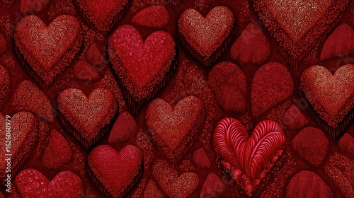 Ornate red hearts background