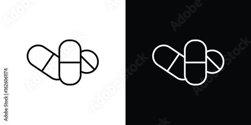 Pills icon symbol, logo illustration. Vector graphics