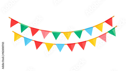 Carnival garland with flags border corner graphics 