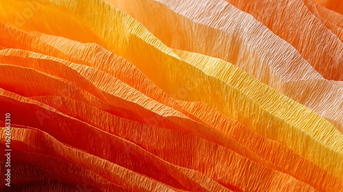 Abstract CloseUp of Crepe Paper Layers in Shades of Orange and Yellow