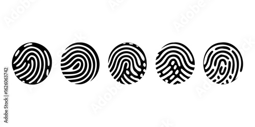 Set of different shaped fingerprint icons