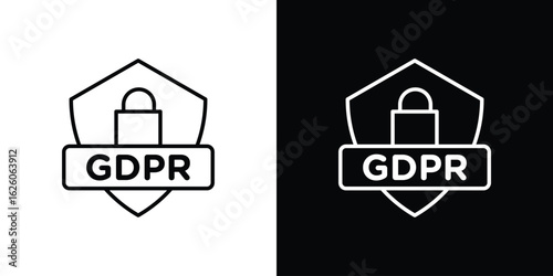 GDPR shield icon symbol, logo illustration. Vector graphics