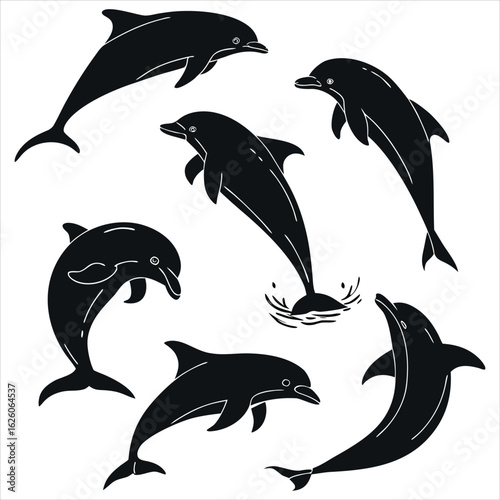 Dolphin vector. Dolphin cartoon sea animal icon. Bottlenose Dolphin. Dolphin peeking out of water. Dolphin Isolated. Dolphin jump out of the water in sea. Dolphins Jumping From The Sea. 