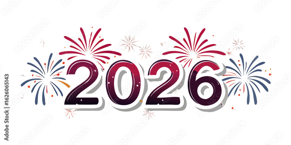 Obraz premium 2026 fireworks font text vector 