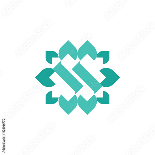 leaf with letter s inside logo design illustration