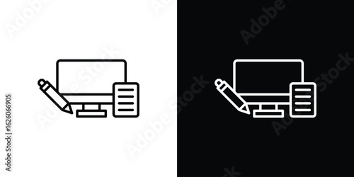Blended learning icon symbol, logo illustration. Vector graphics