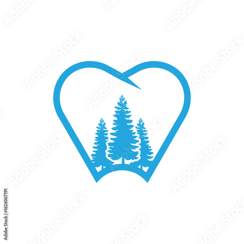 dental icon with cedar tree icon inside logo design illustration
