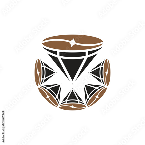 coffee and diamond logo design illustration