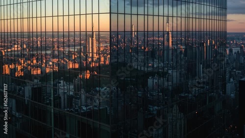 Wallpaper Mural Manhattan Sunset: Glass Tower Reflection Cityscape Panorama. Torontodigital.ca