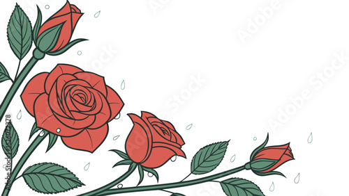 Red artificial rose border corner graphics 