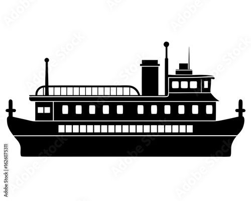 Barge   black silhouette vector illlustartion,Barge  ship icon