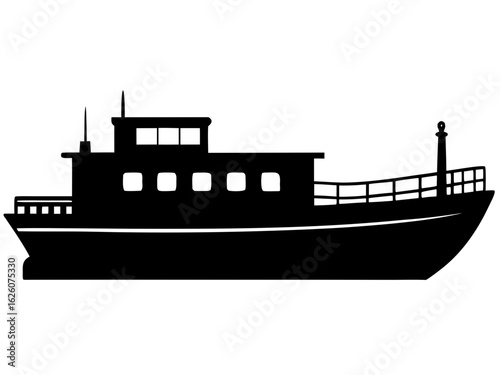 Barge   black silhouette vector illlustartion,Barge  ship icon