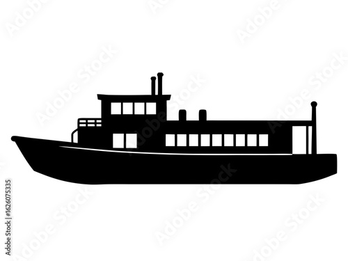 Barge   black silhouette vector illlustartion,Barge  ship icon