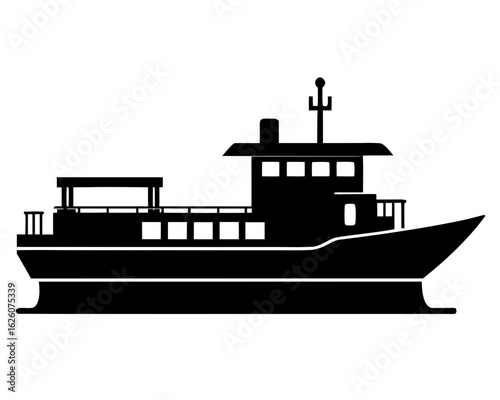 Barge   black silhouette vector illlustartion,Barge  ship icon
