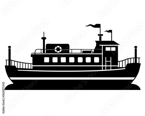 Barge   black silhouette vector illlustartion,Barge  ship icon
