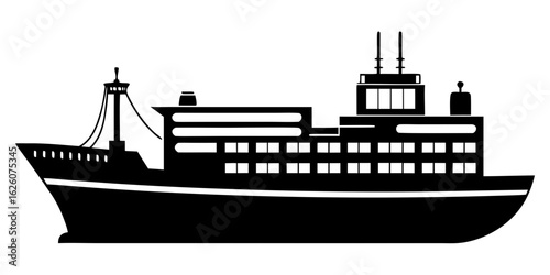 Barge   black silhouette vector illlustartion,Barge  ship icon