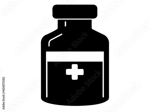 Medicine Bottle   icon,Liquid Medicine Bottle  black silhouette vector