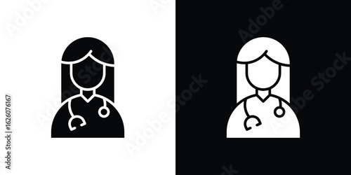 Woman Doctor icon - Vector. Flat design style eps 10