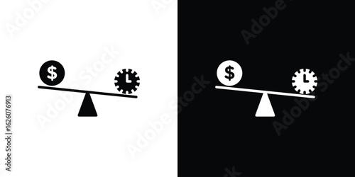 Time and money compare scale icon - Vector. Flat design style eps 10