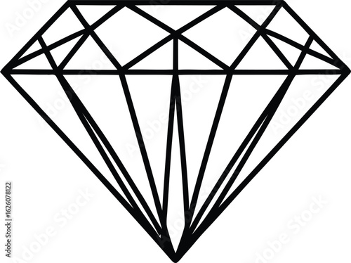 Geometric outline of a brilliant cut diamond gemstone in a clean minimalist silhouette style