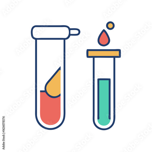 Laboratory test tubes with colorful liquids in flat design  