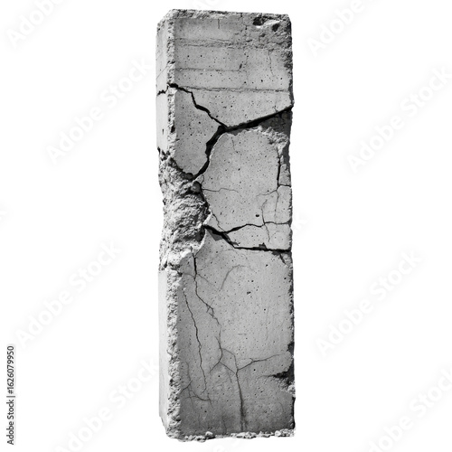 Concrete Block: The stark, textured surface of a weathered concrete block, bearing the intricate scars of age and stress, creating a strong contrast against the background.