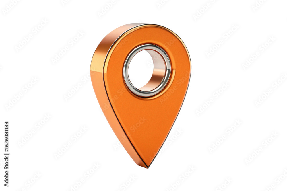 Orange 3d map pin icon isolated on transparent background Orange 3d map pin icon isolated on transparent background