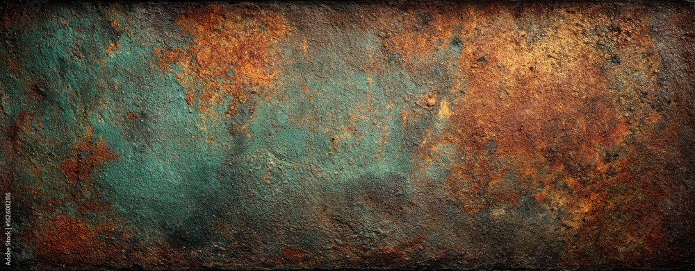 Obraz premium Abstract texture with rust and teal gradients.
