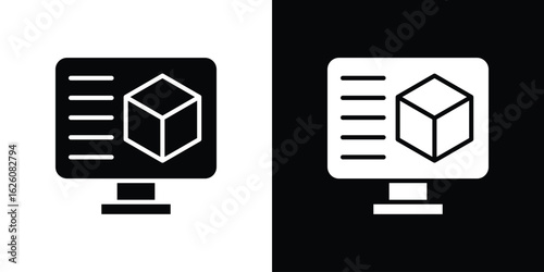 Computer simulation icon - Vector. Flat design style eps 10