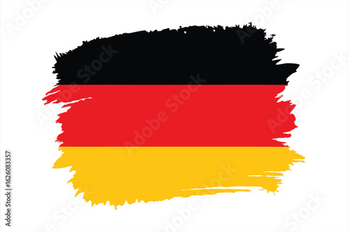 Textured german flag with a rough, artistic brushstroke appearance, isolated on a white background, evoking a sense of national identity and european heritage