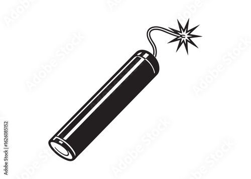 Dynamite Icon with Burning Wick in Bold Vector Style for Danger and Explosion Concepts.