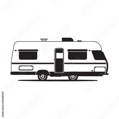 Illustration of a camper van or caravan, isolated on white background