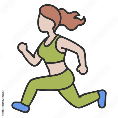 Running Woman – Dynamic Color Vector of Female in Active Motion