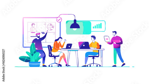 Teamwork collaboration office space business meeting brainstorming creative team project management concept