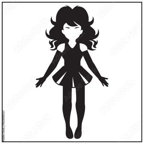 Vector art of silhouette of a woman with voluminous hair isolated on white background