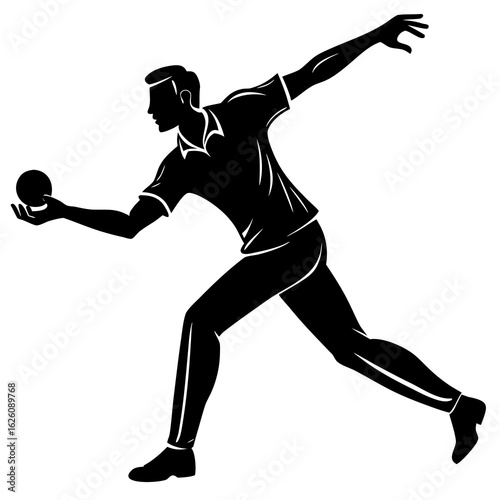 Black silhouette of a bowler throwing a ball cricket