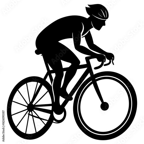 Cyclist racing black vector bicycle sport